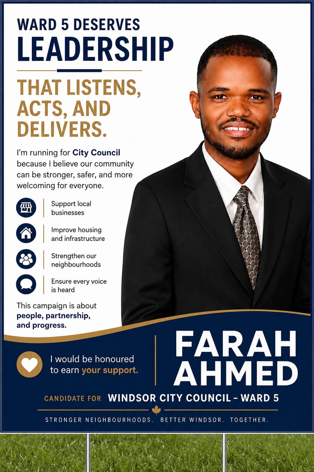 Farah Ahmed Ward 5 campaign poster